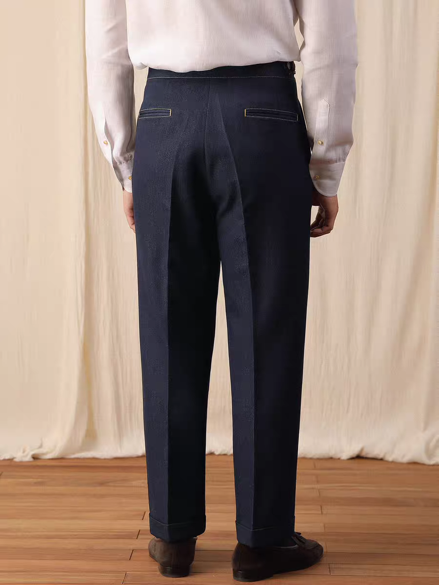 Vintage Side Buckle Adjustable Waist Double-Pleated Gurkha Pant
