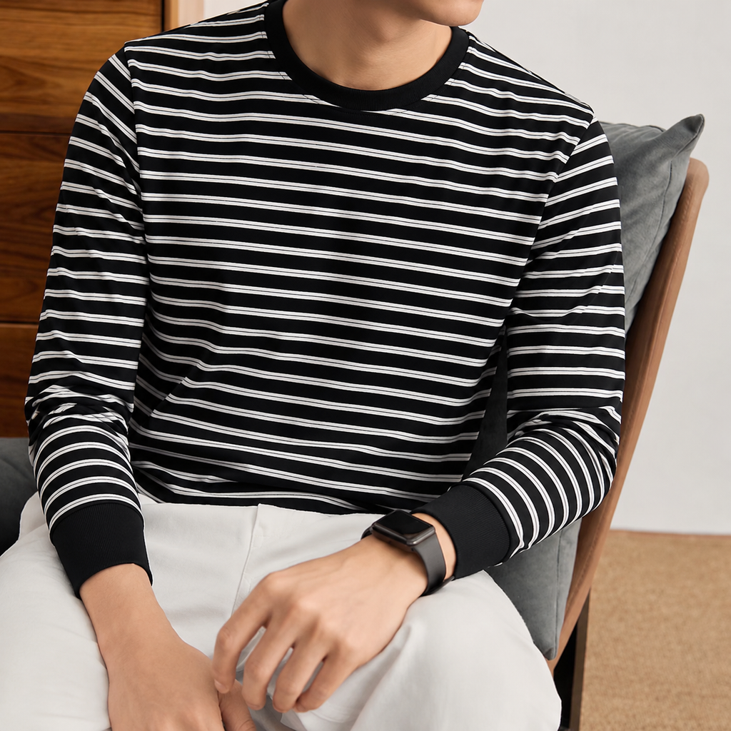 Obsidian Wave Stripe Casual T-Shirt