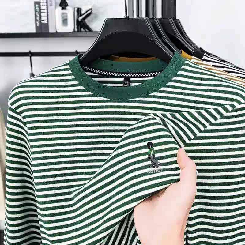 Evergreen Tide Stripe Casual T-Shirt