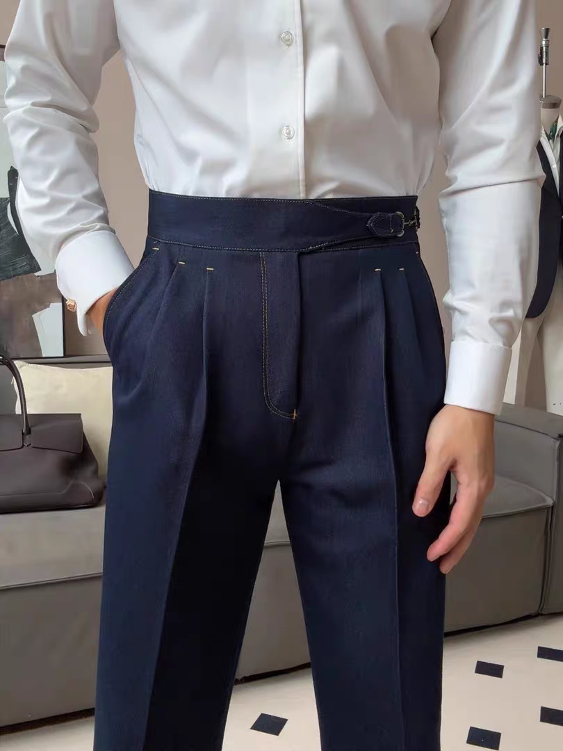 Vintage Side Buckle Adjustable Waist Double-Pleated Gurkha Pant