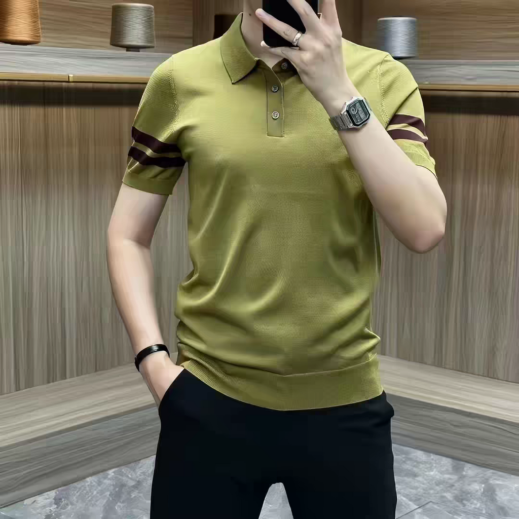 Old Money Arcstripe Knit Polo