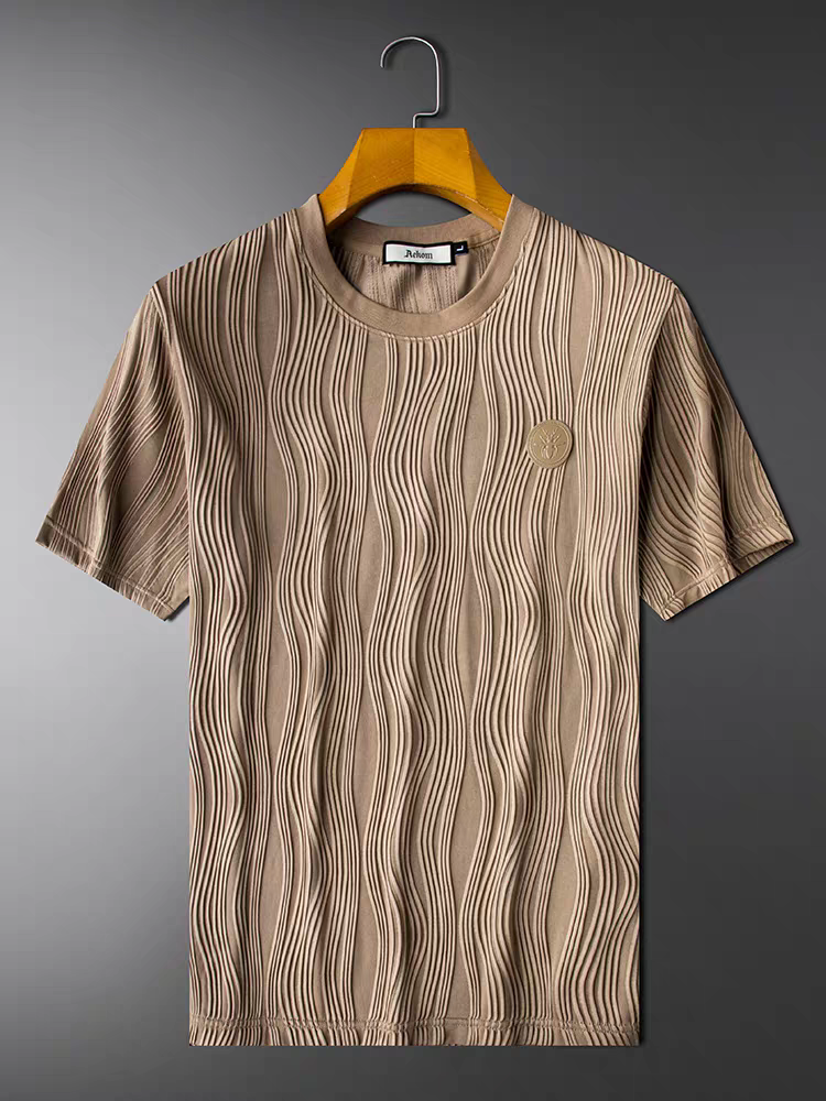 Aether Wave Ribbed Casual T-Shirt