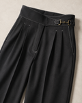 Vintage Side Buckle Adjustable Waist Double-Pleated Gurkha Pant