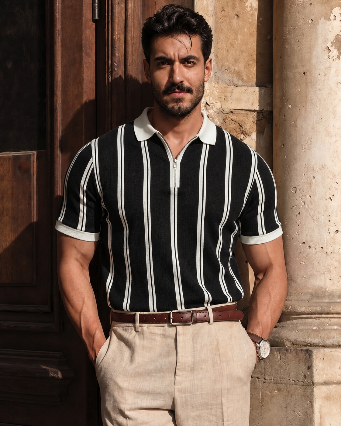 Midnight Riviera Zip Polo