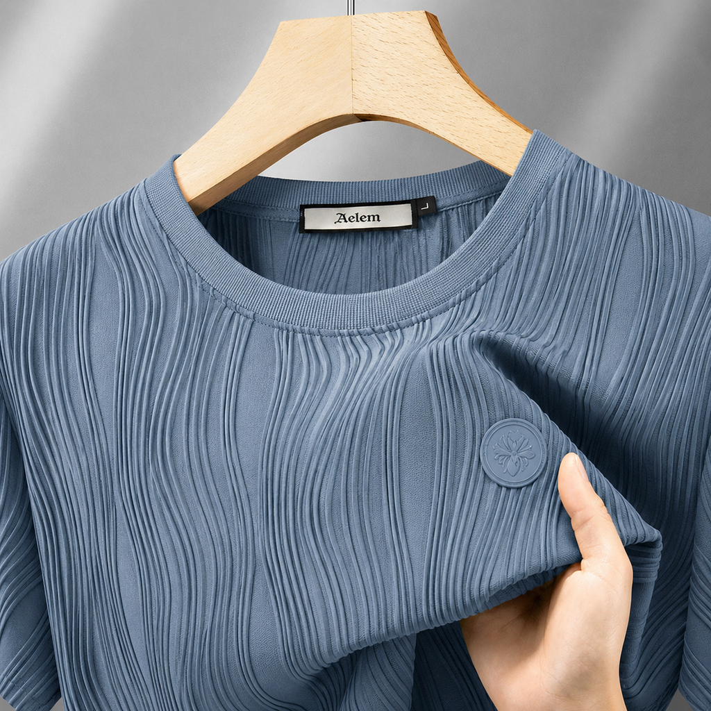 Aether Wave Ribbed Casual T-Shirt