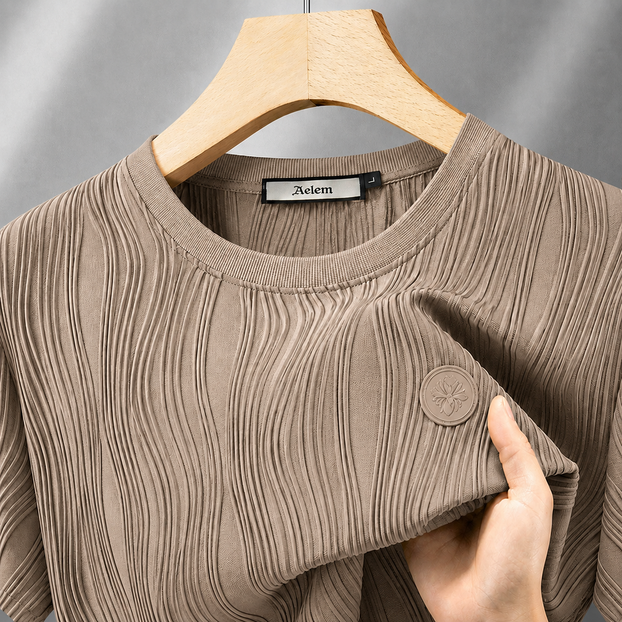 Aether Wave Ribbed Casual T-Shirt