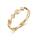 White Clover Enamel Bangle – 18K Gold Plated