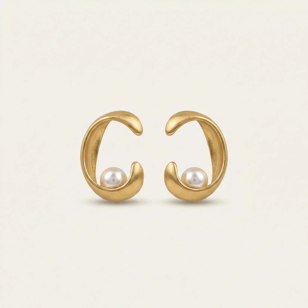 Aurelia Pearl Hoops – 18K Gold Plated