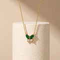 Green Butterfly Pendant Necklace – 18K PVD Gold Plated