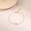 Heart Crystal Solitaire Chain Bracelet – 18K PVD Gold Plated