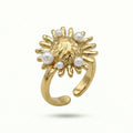 Sunburst Pearl Statement Ring - 18K Gold Plated Adjustable