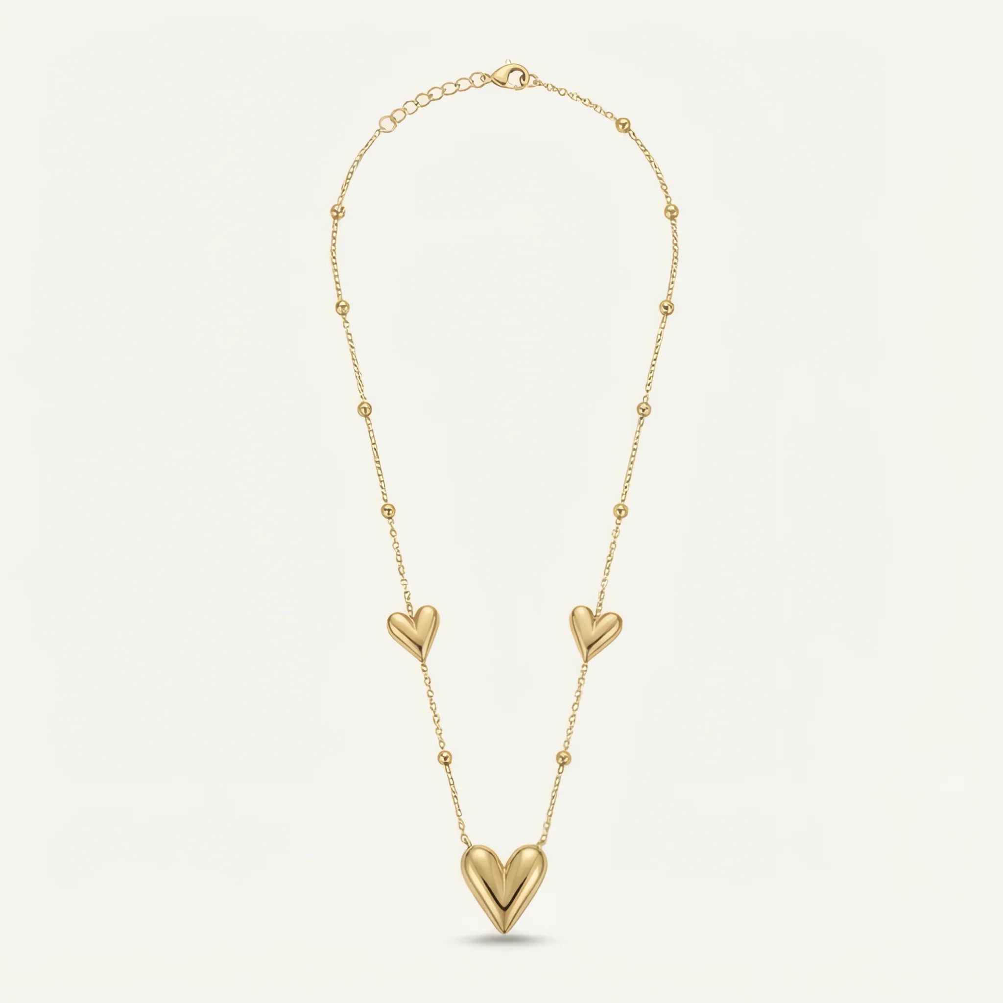 Triple Puff Heart Necklace – 18K Gold Plated